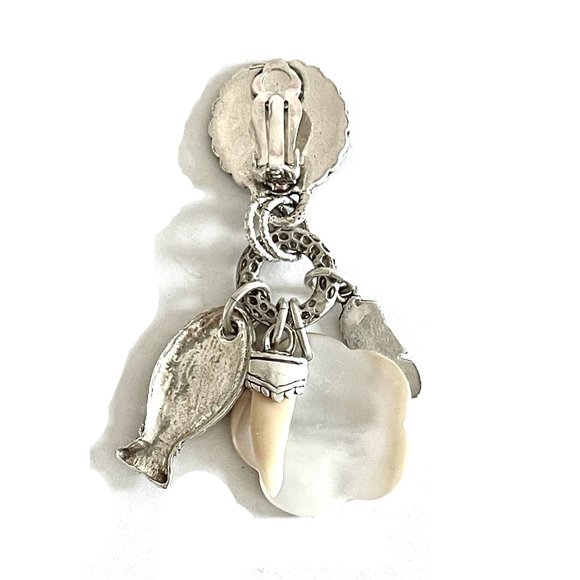 Silver Multi Charm Clip-On Earrings - Picture 4 of 4